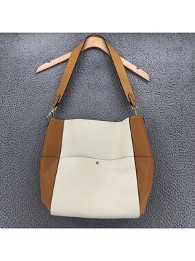 Bostanten Bag Womens Medium Lotty Beige Colorblock Cowhide Leather Tote Bucket*